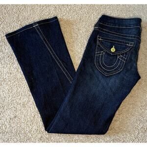 True Religion Joey Dark Wash Low-Rise Denim Flare Jeans Blue Women's Sz 27 x 33